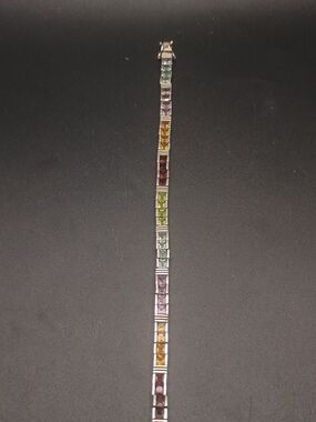 Rainbow Gemstone Sterling Tennis Bracelet
